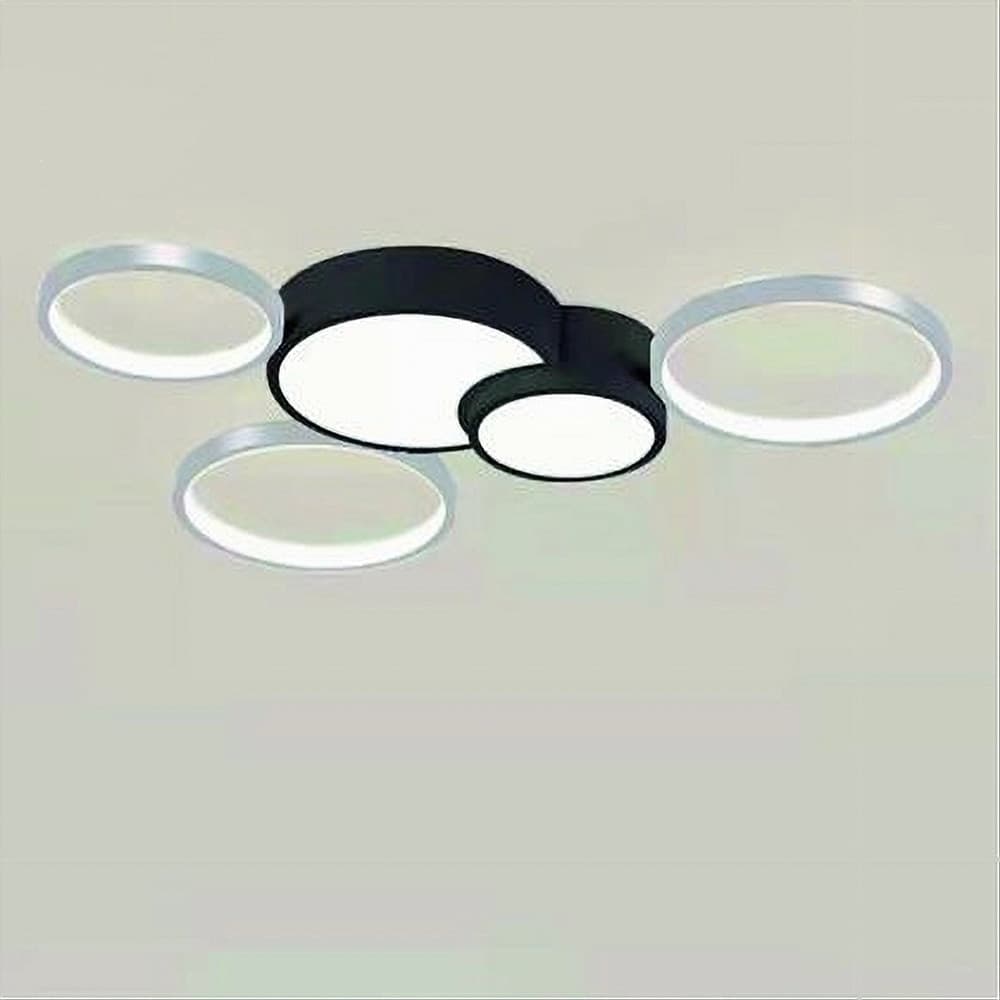 PLAFONIERA LED 48W 5 CERCHI ARGENTO NERO LAMPADA SOFFITTO MODERNO LUCE 4000K 70975 in Plafoniere Trade Shop italia - Napoli, commercioVirtuoso.it