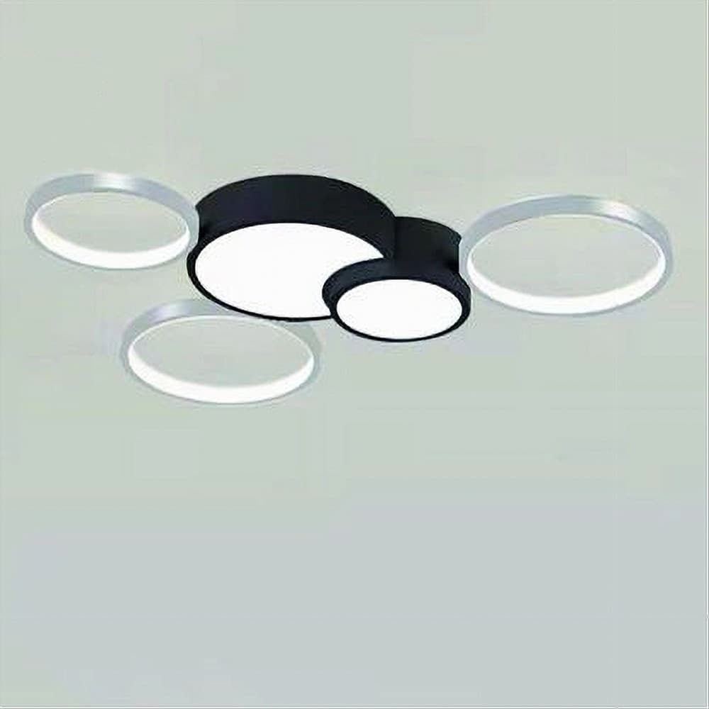 PLAFONIERA LED 48W 5 CERCHI ARGENTO NERO LAMPADA SOFFITTO MODERNO LUCE 6500K 70982 in Plafoniere Trade Shop italia - Napoli, commercioVirtuoso.it