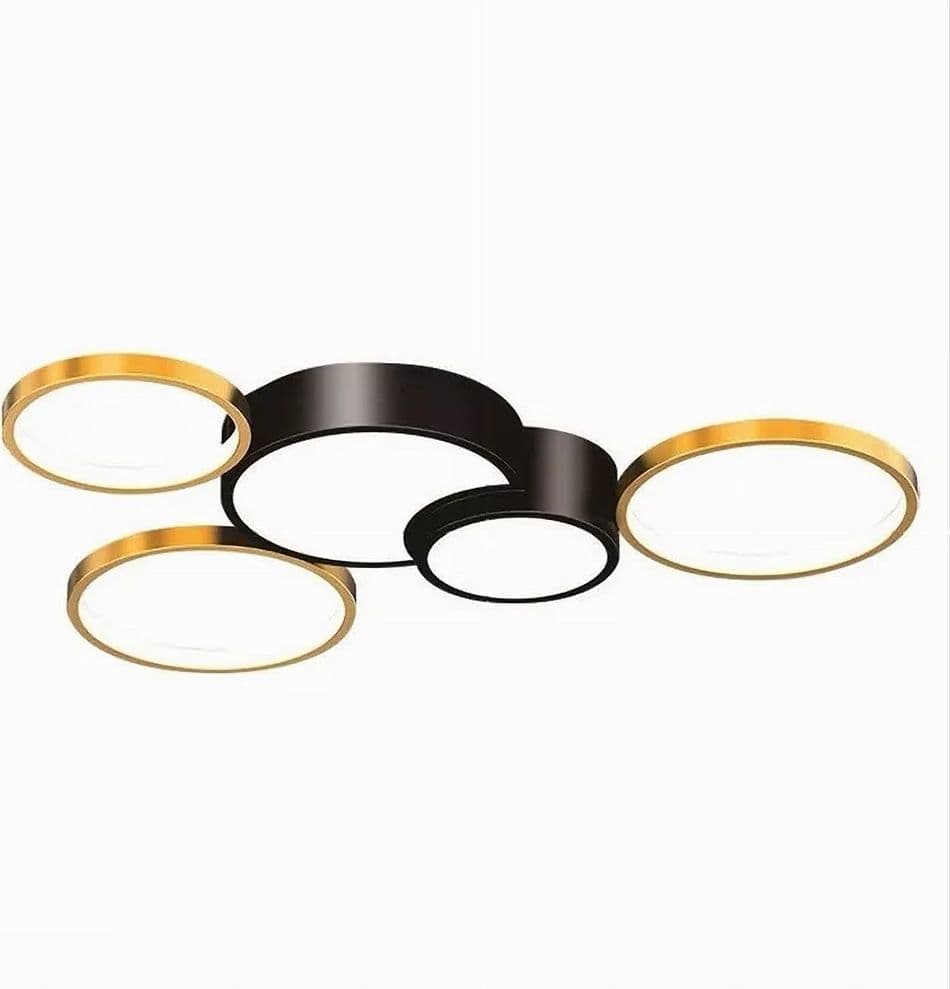 PLAFONIERA LED 48W 5 CERCHI ORO NERO LAMPADA DA SOFFITTO MODERNO LUCE 6500K 71022 in Plafoniere Trade Shop italia - Napoli, commercioVirtuoso.it