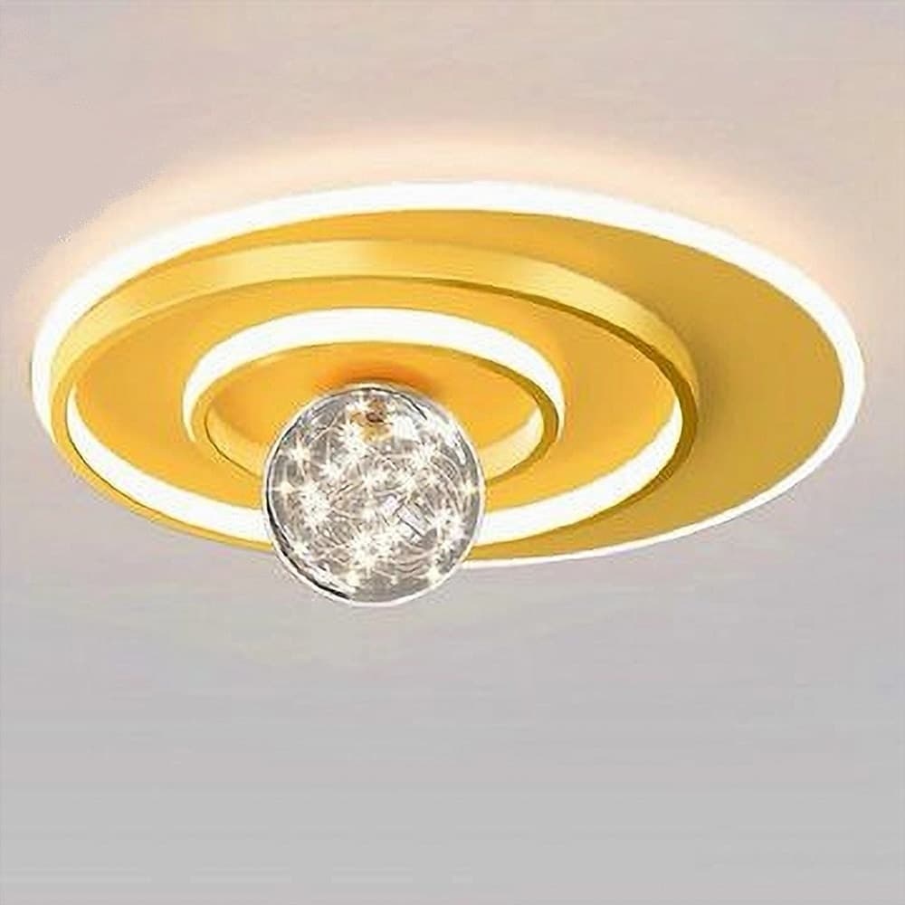 PLAFONIERA LED 48W CERCHIO SPIRALE ORO SFERA LAMPADARIO TONDO LUCE NATURALE 70777 in Plafoniere Trade Shop italia - Napoli, commercioVirtuoso.it