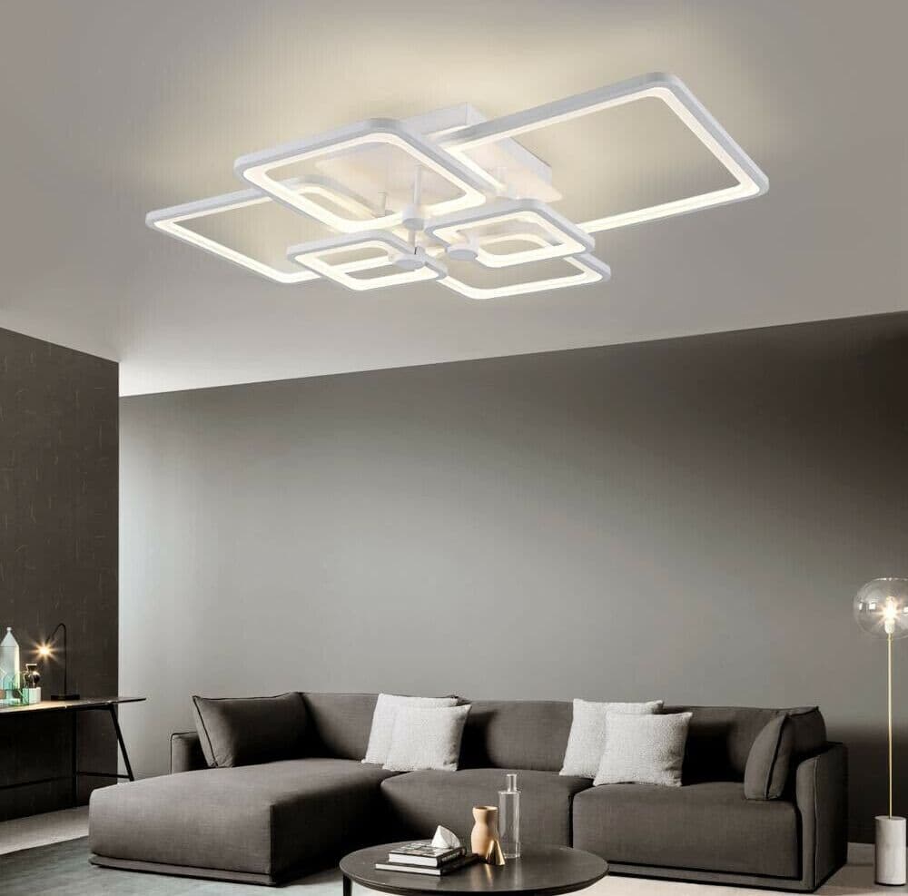 Plafoniera-Led-70-Watt-Luce-Naturale-Lampadario-6-Quadrati-Quadrato-Moderno-Universo