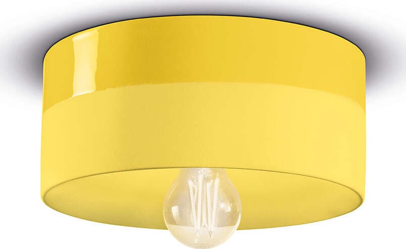 Plafoniera-Media-Vintage-Decò-Pi-Ceramica-Giallo-Limone-1-Luce-E27
