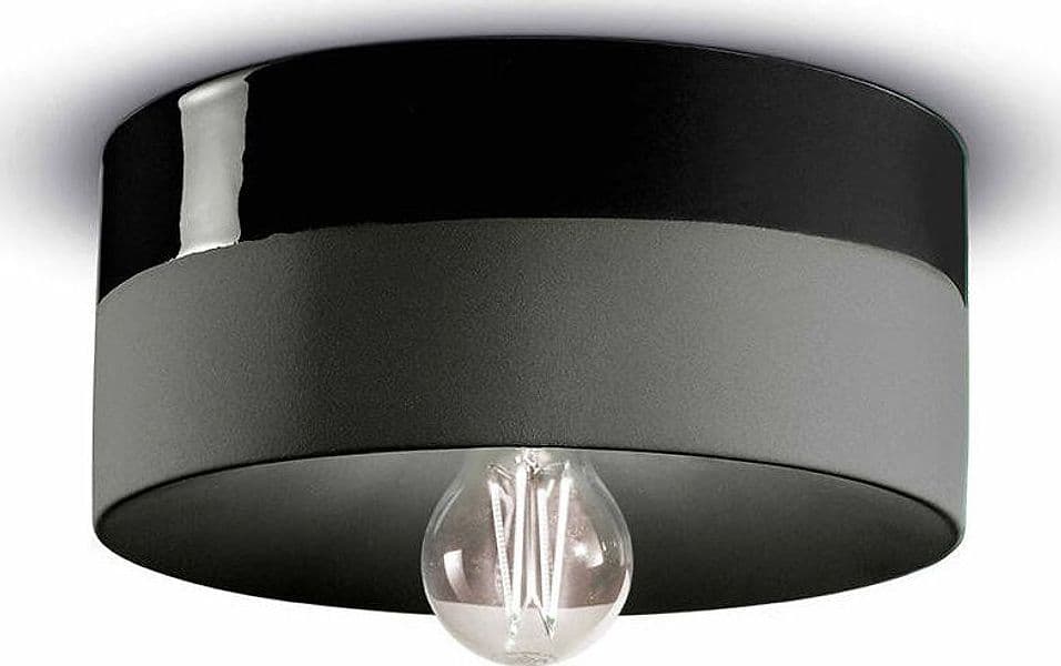 Plafoniera-Media-Vintage-Decò-Pi-Ceramica-Nero-Carbone-1-Luce-E27