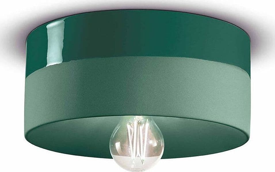 Plafoniera-Media-Vintage-Decò-Pi-Ceramica-Verde-Bottiglia-1-Luce-E27