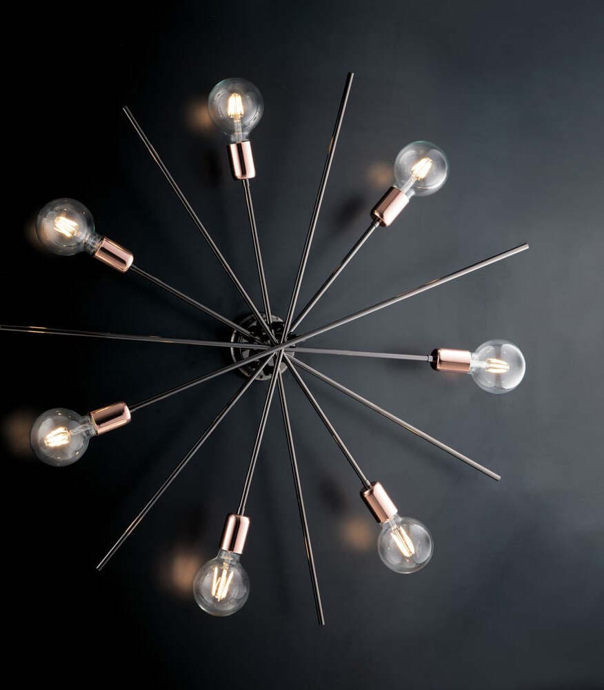 Plafoniera-Moderna-Bloom-Cromo-Nero-Rame-7-Luci-E27
