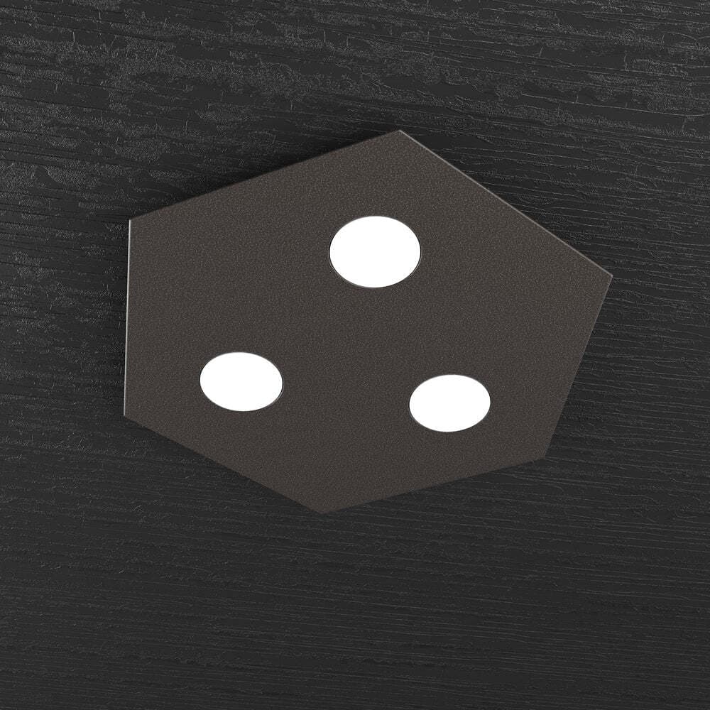 Plafoniera-Moderna-Esagonale-Hexagon-Metallo-Marrone-3-Luci-Led-12X3W