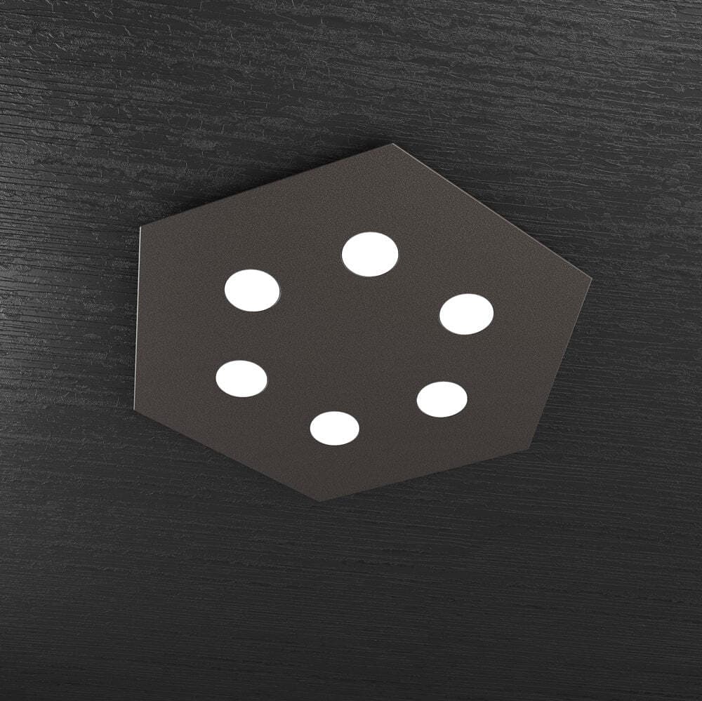 Plafoniera-Moderna-Esagonale-Hexagon-Metallo-Marrone-6-Luci-Led-12X6W