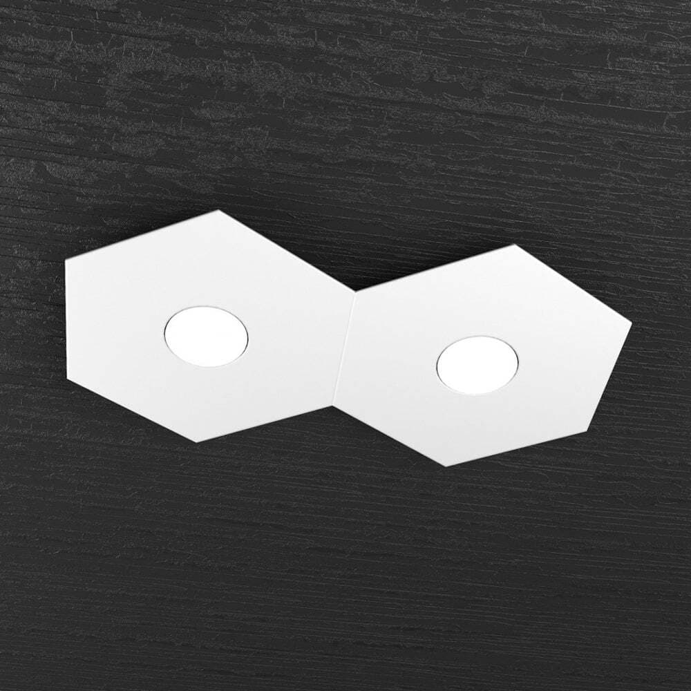 Plafoniera-Moderna-Hexagon-Metallo-Bianco-2-Luci-Led-12X2W