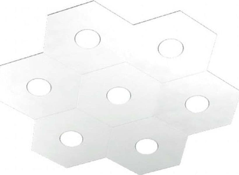 Plafoniera-Moderna-Hexagon-Metallo-Bianco-7-Luci-Led-12X7W
