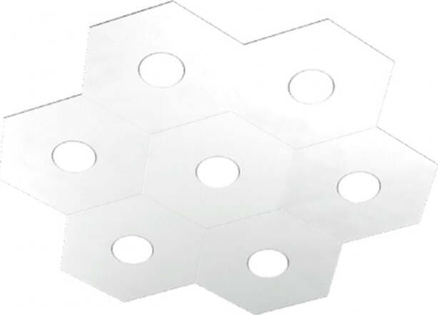 Plafoniera-Moderna-Hexagon-Metallo-Bianco-7-Luci-Led-12X7W