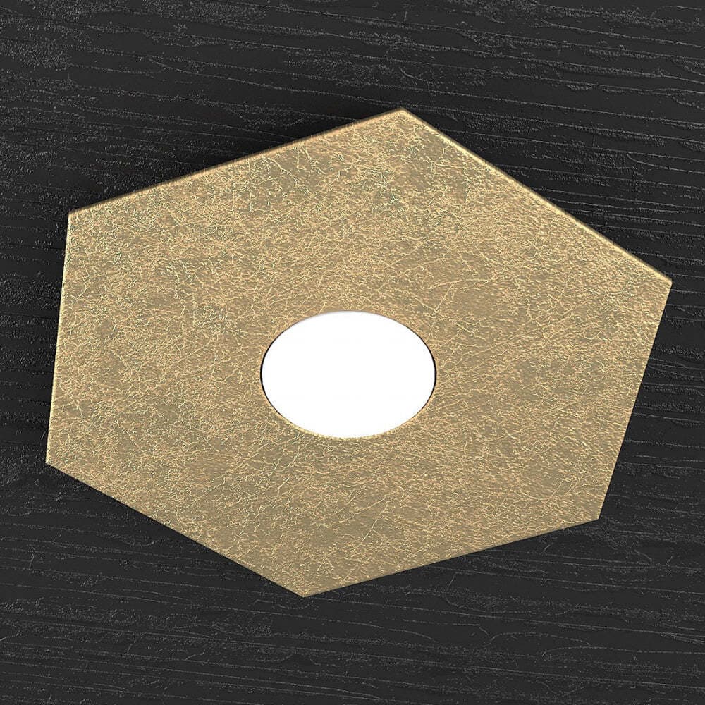 Plafoniera-Moderna-Hexagon-Metallo-Foglia-Oro-1-Luce-Led-12W