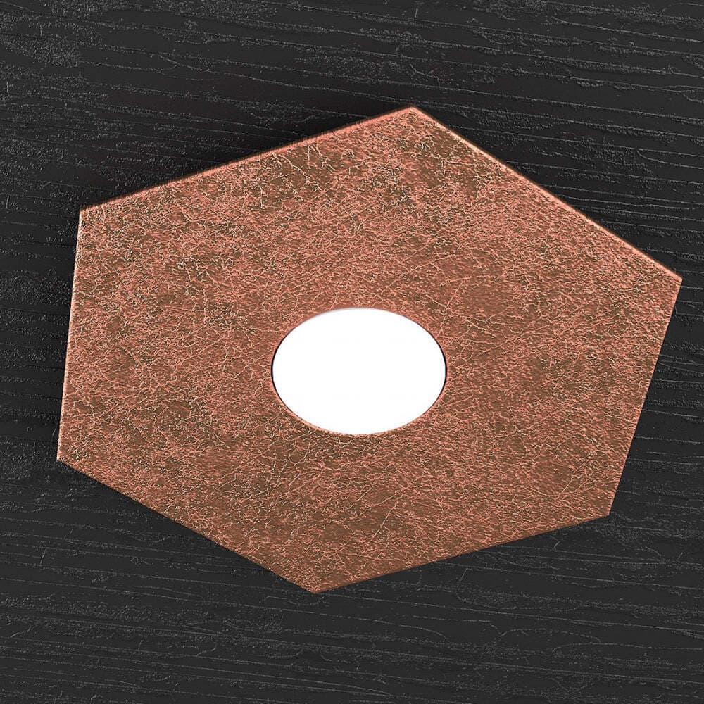 Plafoniera-Moderna-Hexagon-Metallo-Foglia-Rame-1-Luce-Led-12W