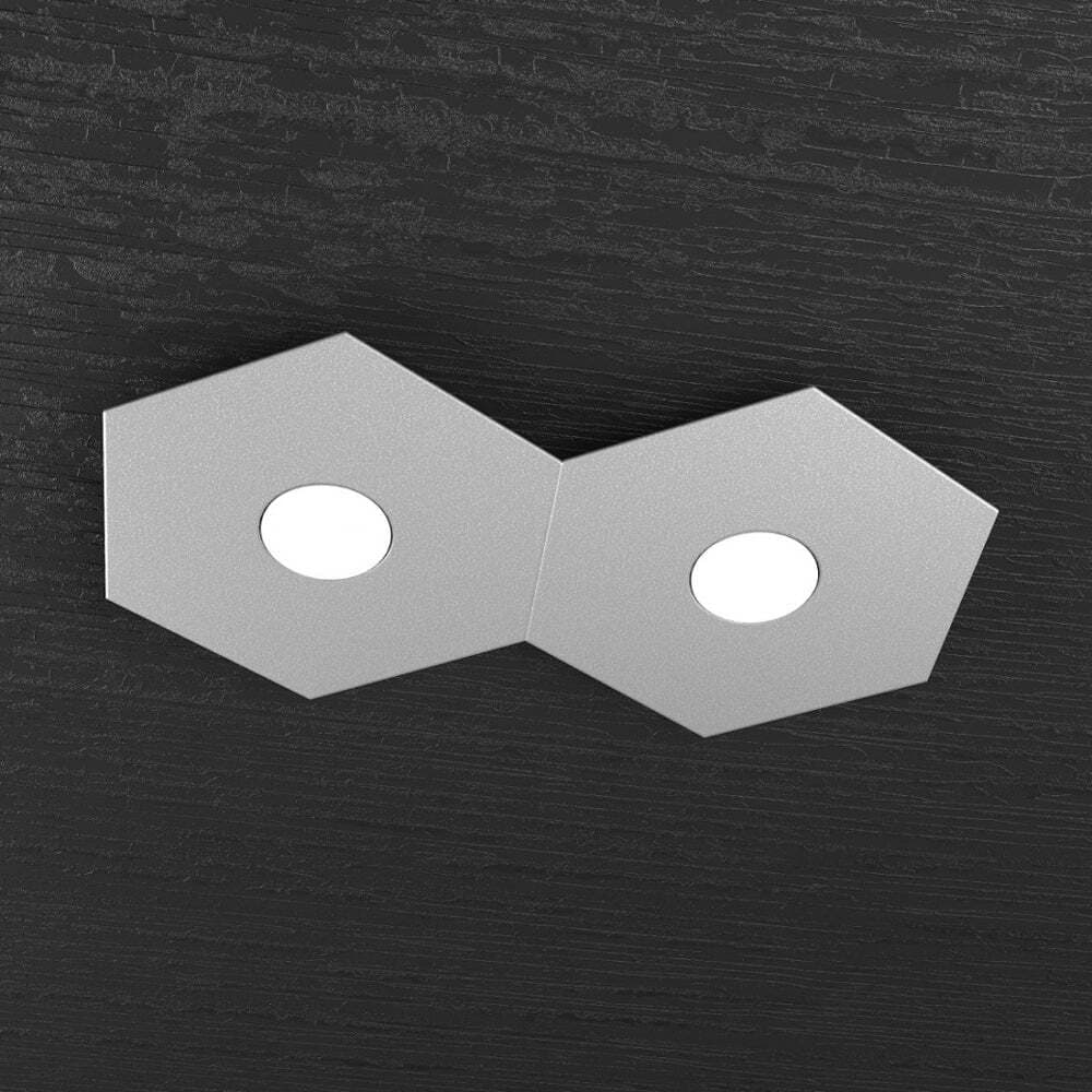 Plafoniera-Moderna-Hexagon-Metallo-Grigio-2-Luci-Led-12X2W