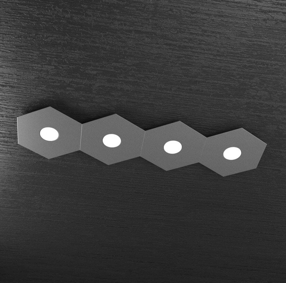 Plafoniera-Moderna-Hexagon-Metallo-Grigio-Antracite-4-Luci-Led-12X4W