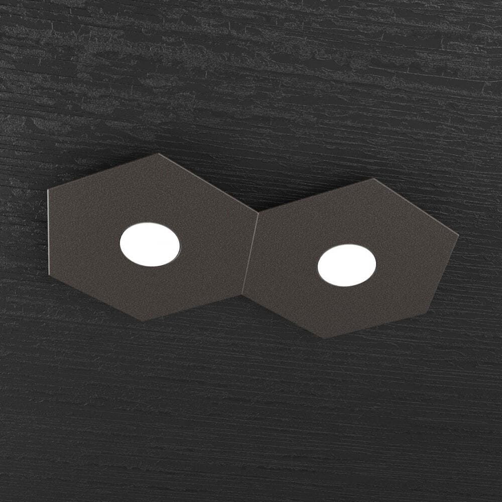 Plafoniera-Moderna-Hexagon-Metallo-Marrone-2-Luci-Led-12X2W