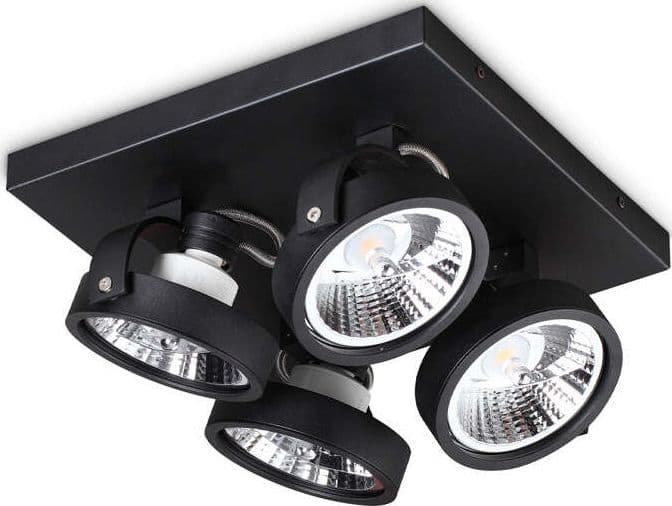 Plafoniera-Moderna-Konig-Metallo-Nero-4X10W-Gu10-3000K-Luce-Calda