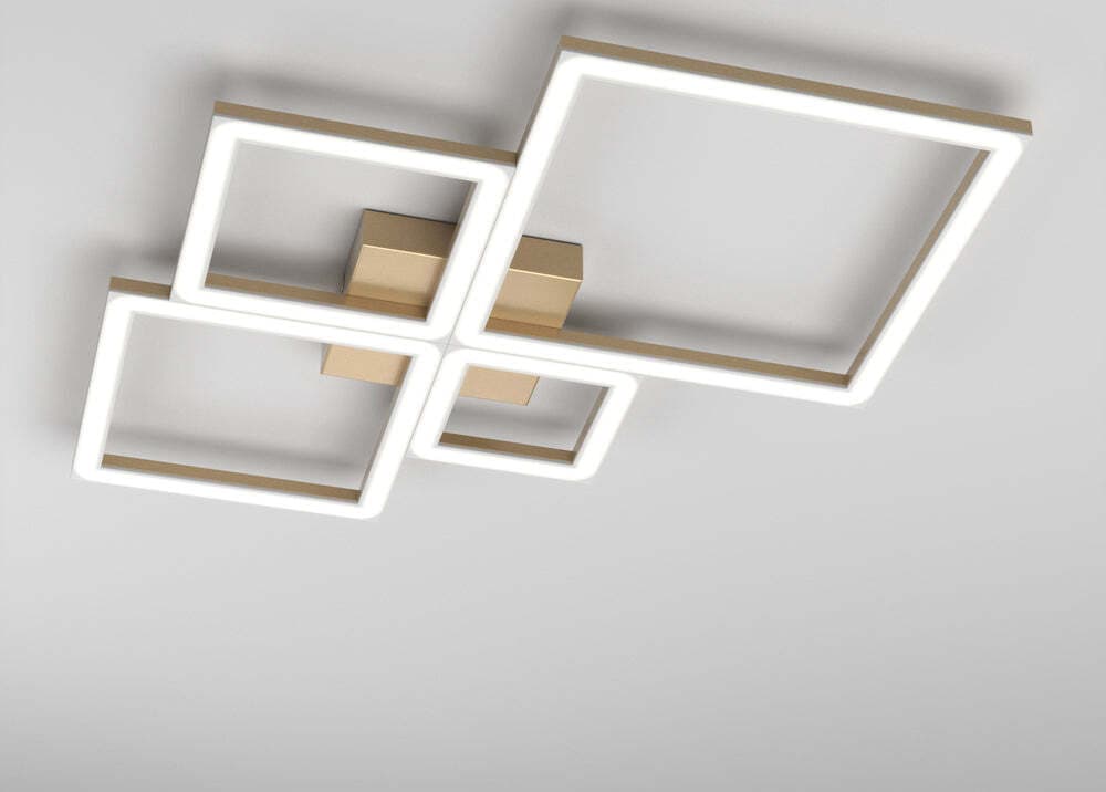 Plafoniera-Moderna-Quadrata-Four-Squares-Alluminio-Oro-Led-71W