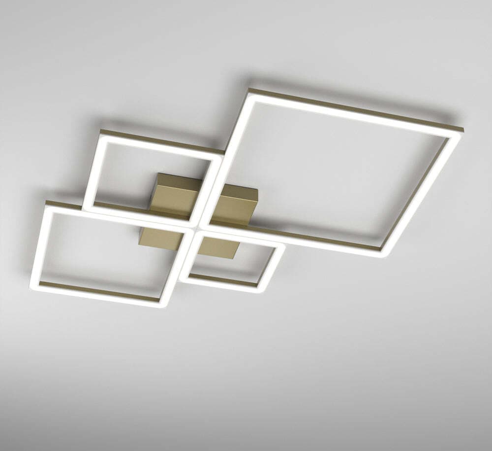 Plafoniera-Moderna-Quadrata-Four-Squares-Alluminio-Oro-Oro-Brunito-Led-90W