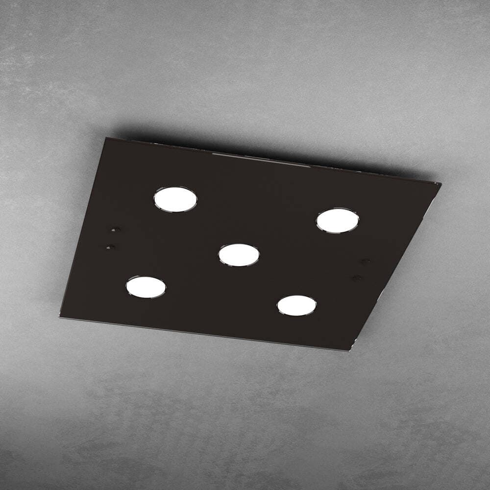 Plafoniera-Moderna-Quadrata-Path-Vetro-Marrone-5-Luci-Gx53