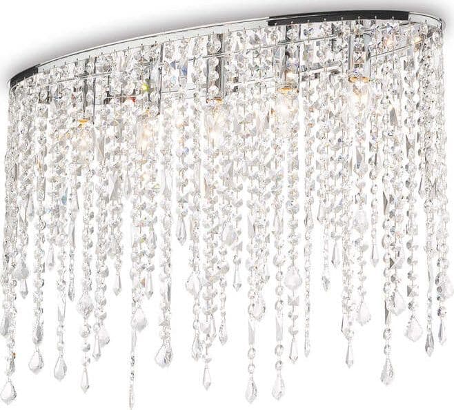 Plafoniera-Moderna-Rain-Metallo-Cristallo-Cromo-5-Luci-E14
