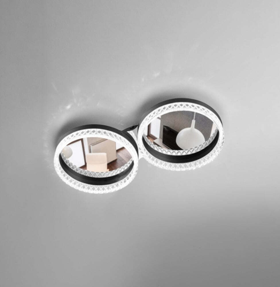 Plafoniera-Moderna-Regina-Metallo-Nero-E-Cromo-Cristallo-Led-40W-2-Cerchi