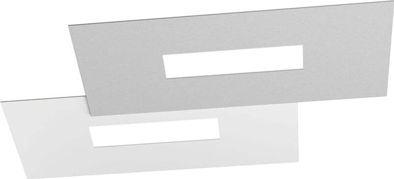 Plafoniera-Moderna-Rett.-2-Moduli-Wally-Metallo-Bianco-E-Grigio-2-Luci-2G11-52Cm