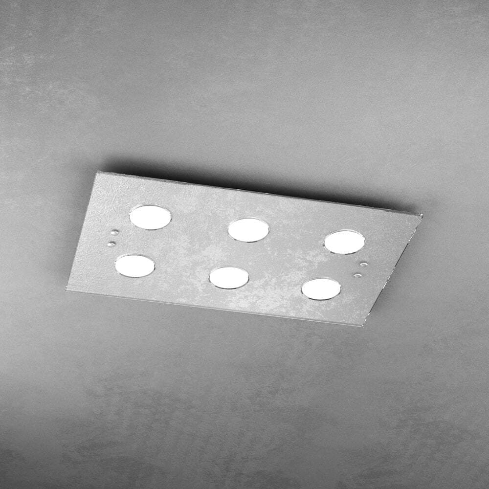 Plafoniera-Moderna-Rettangolare-Path-Vetro-Foglia-Argento-6-Luci-Gx53