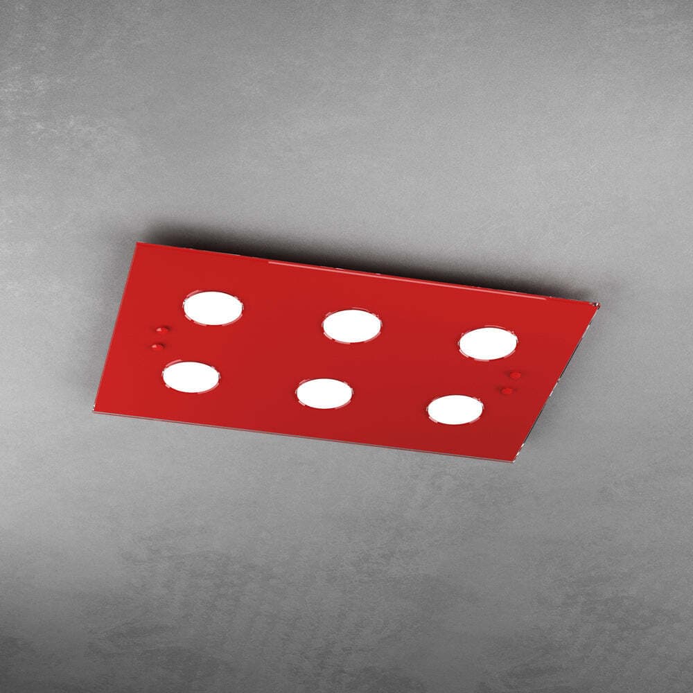Plafoniera-Moderna-Rettangolare-Path-Vetro-Rosso-6-Luci-Gx53