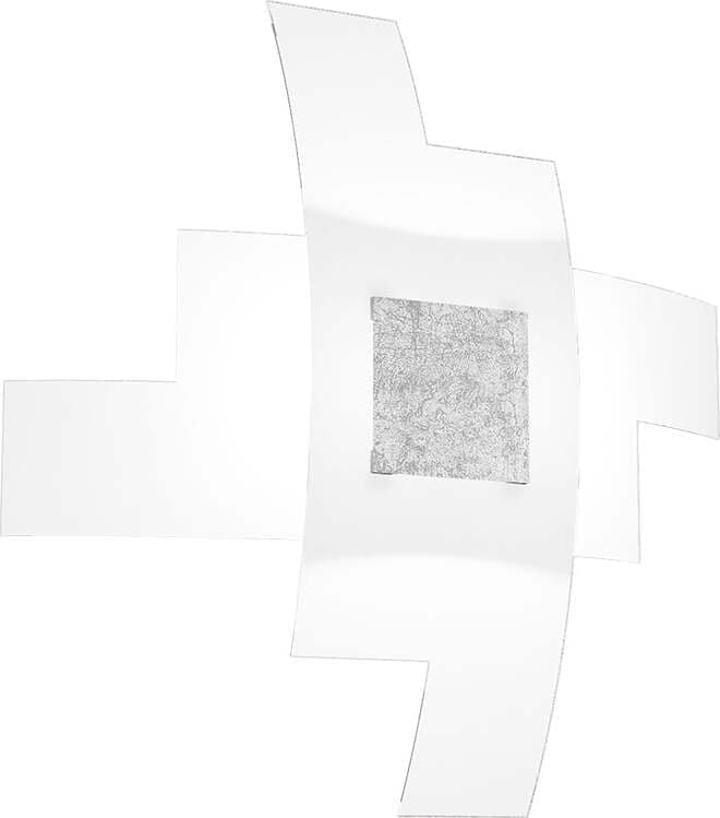 Plafoniera-Moderna-Tetris-Color-Met.-Foglia-Argento-Vetro-Bianco-4-Luci-E27-55Cm