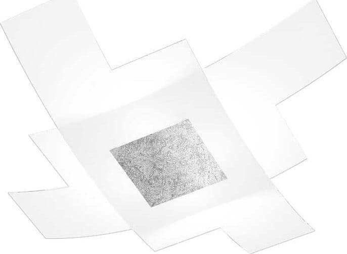 Plafoniera-Moderna-Tetris-Color-Met.-Foglia-Argento-Vetro-Bianco-4-Luci-E27-75Cm