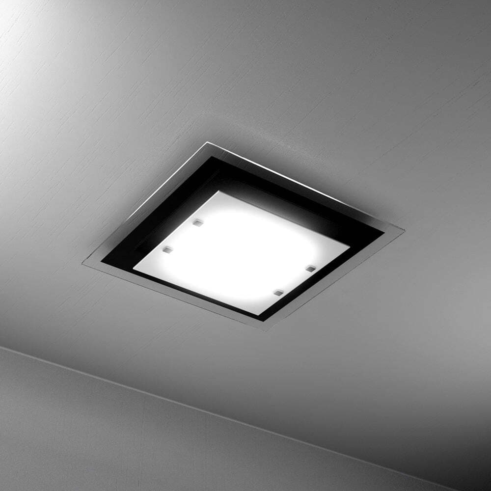 Plafoniera-Moderna-Tray-Metallo-Bianco-Vetro-Nero-2-Luci-E27