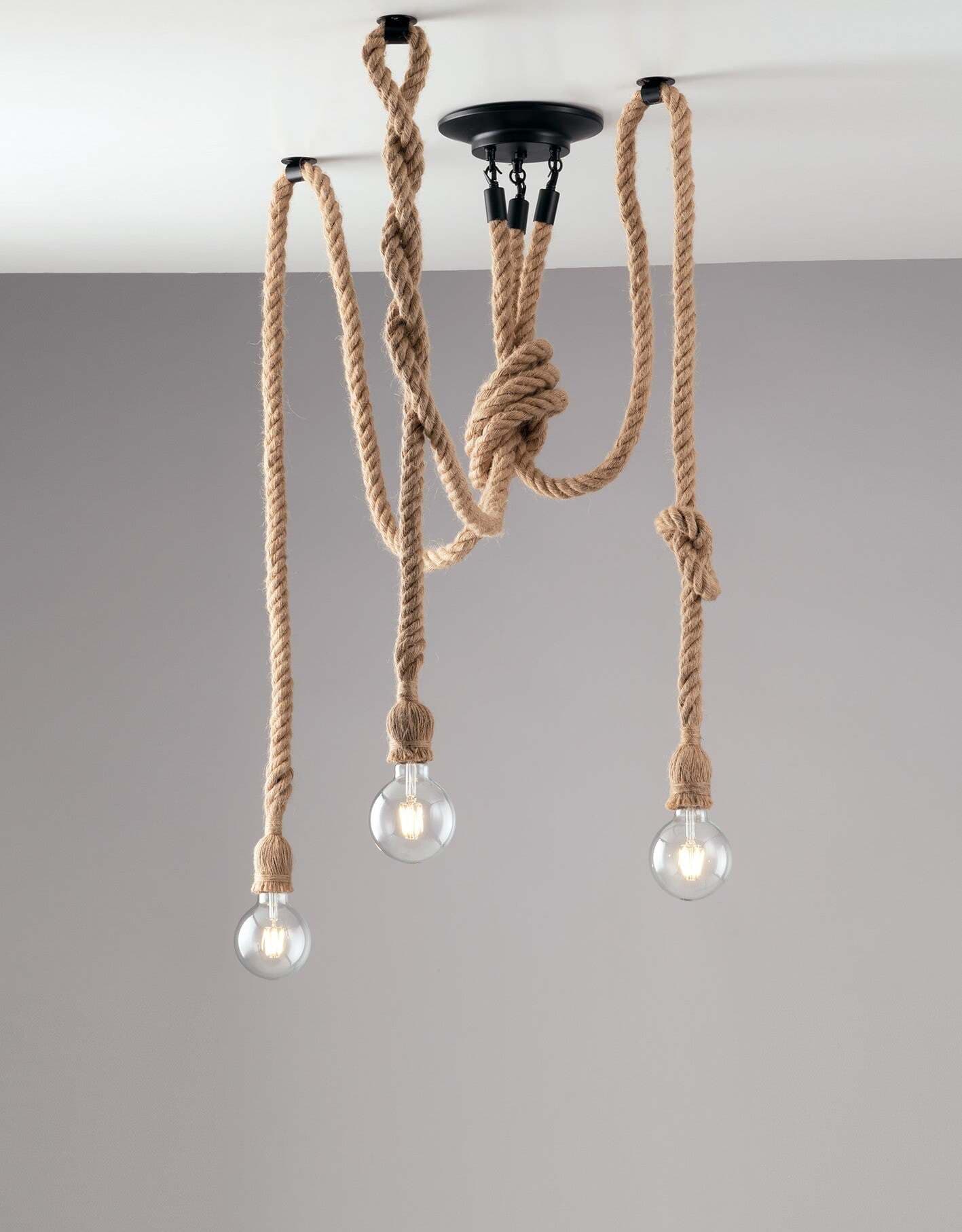 Plafoniera Rope In Corda 3Xe27 250Cm Illuminazione/Illuminazione per interni/Lampadari lampade a sospensione e plafoniere/Plafoniere Led Mall Home - Napoli, Commerciovirtuoso.it