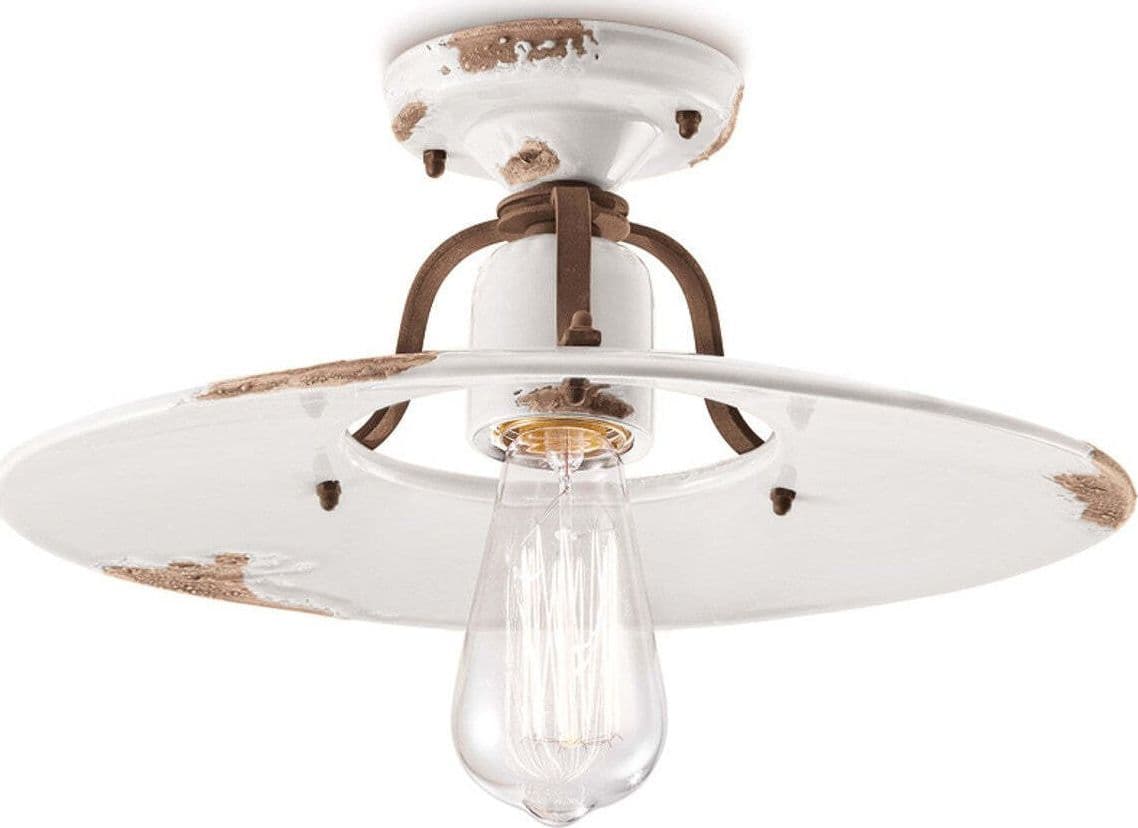 Plafoniera-rustica-Ferroluce-Retrò-COUNTRY-C1445-E27-LED-ceramica-lampada-soffitto