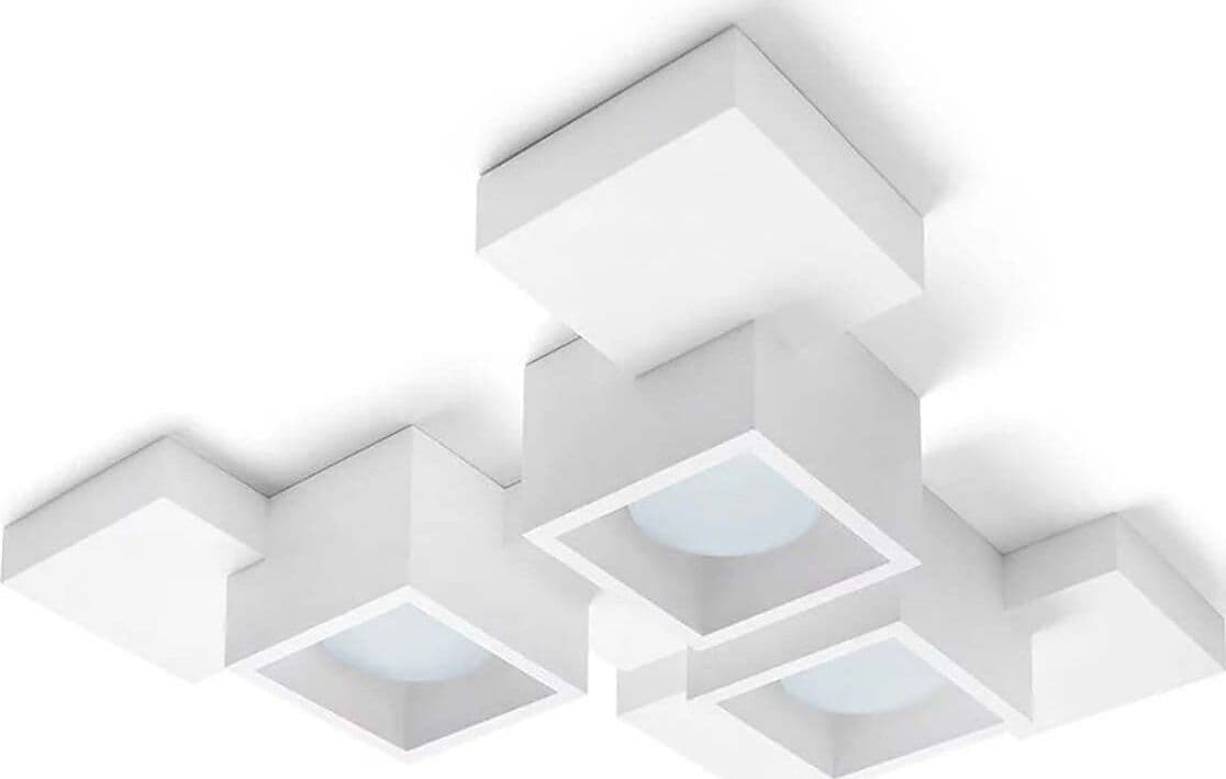 Plafoniera-SF-SIDE-T293-GX53-30W-LED-gesso-bianco-verniciabile-lampada-soffitto-quadrata-interno