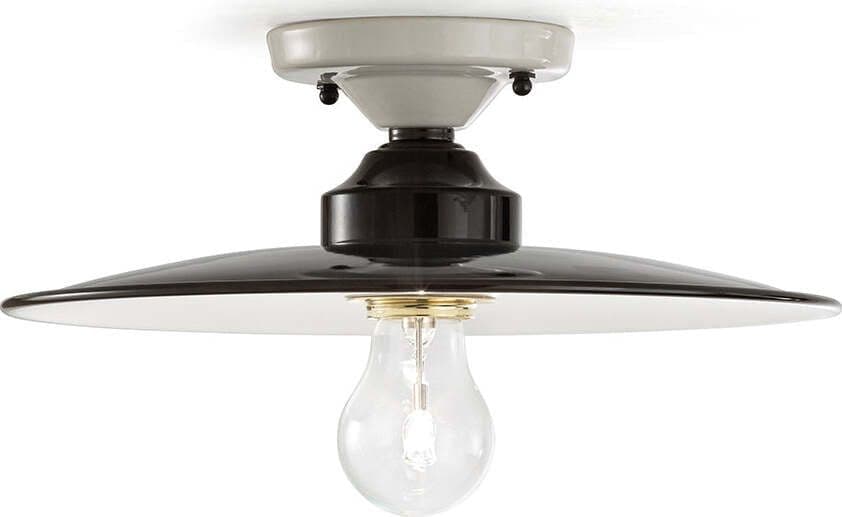 Plafoniera-Vintage-B&W-Metallo-Smaltato-Nero-E-Bianco-1-Luce-E27-30Cm