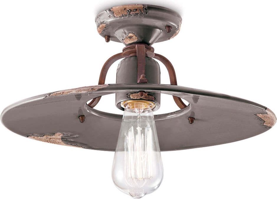 Plafoniera-Vintage-Country-Ferro-E-Ceramica-Tortora-D40-1-Luce-E27