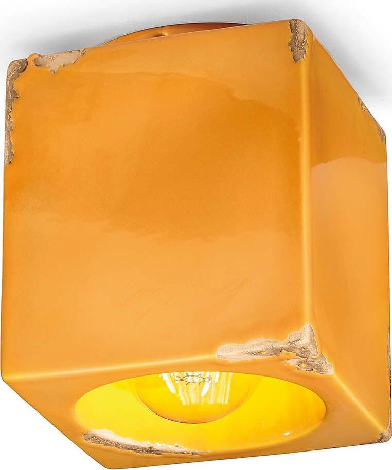 Plafoniera-Vintage-Cubo-Ceramica-Gialla-1-Luce-E27