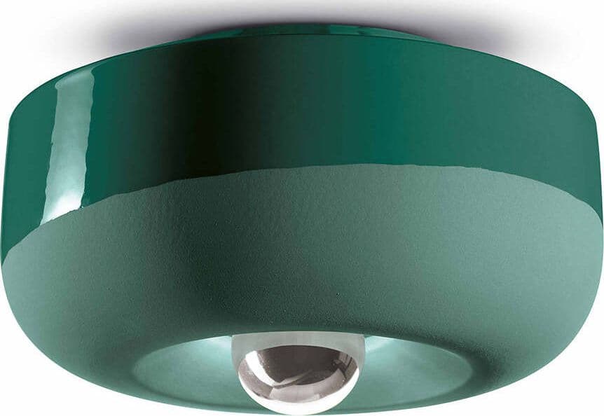Plafoniera-Vintage-Decò-Bellota-Ceramica-Verde-Bottiglia-1-Luce-E27