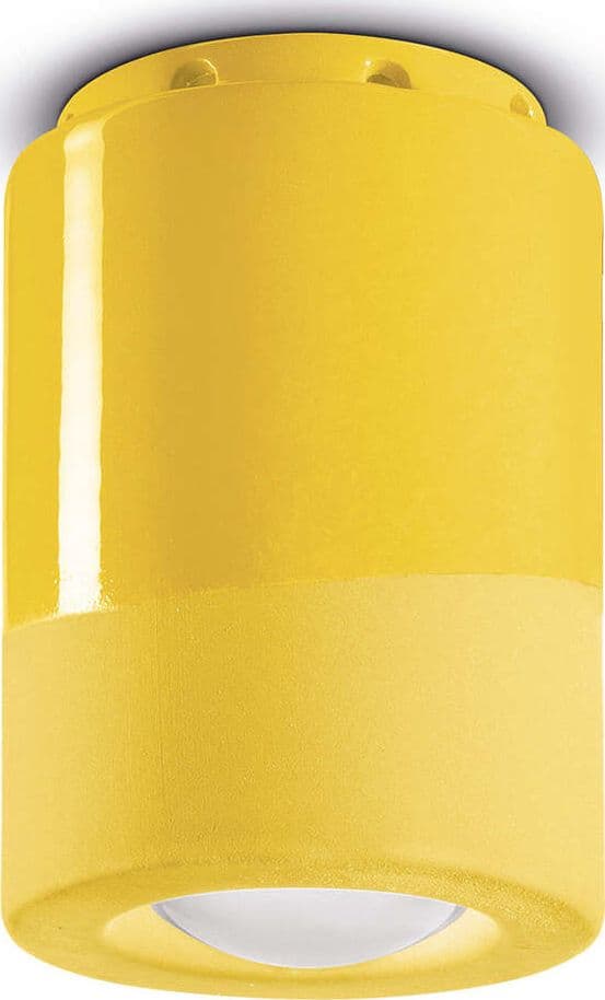 Plafoniera-Vintage-Decò-Pi-Ceramica-Giallo-Limone-1-Luce-E14