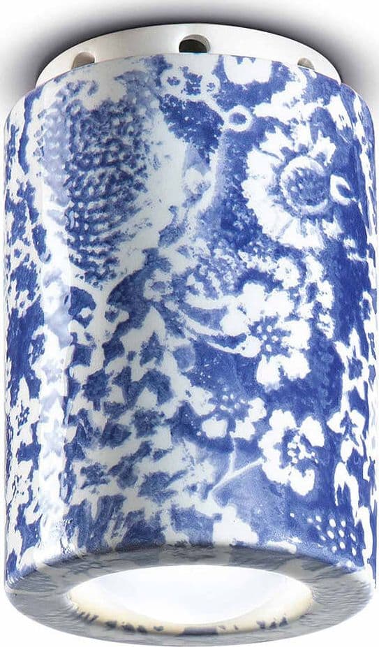 Plafoniera-Vintage-Decò-Pi-Ceramica-Ming-Blu-1-Luce-E14