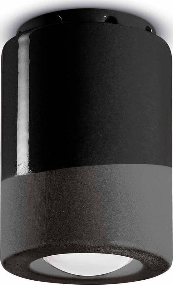 Plafoniera-Vintage-Decò-Pi-Ceramica-Nero-Carbone-1-Luce-E14