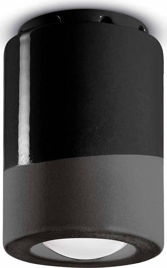 Plafoniera-Vintage-Decò-Pi-Ceramica-Nero-Carbone-1-Luce-E14