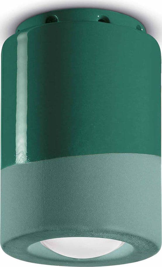 Plafoniera-Vintage-Decò-Pi-Ceramica-Verde-Bottiglia-1-Luce-E14