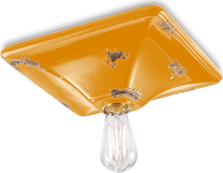 Plafoniera-Vintage-Quadrata-Grande-Ceramica-Gialla-1-Luce-E27