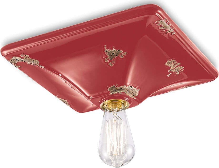 Plafoniera-Vintage-Quadrata-Grande-Ceramica-Rossa-1-Luce-E27