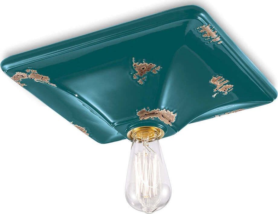 Plafoniera-Vintage-Quadrata-Grande-Ceramica-Verde-1-Luce-E27