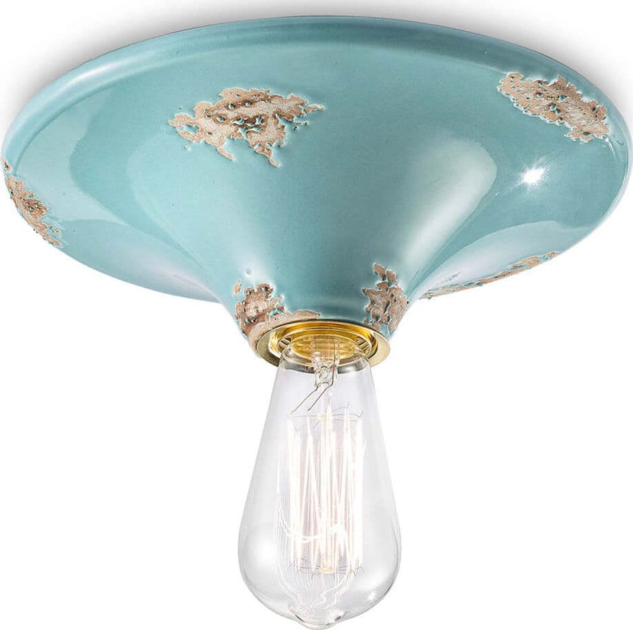 Plafoniera-Vintage-Tonda-Grande-Ceramica-Azzurra-1-Luce-E27