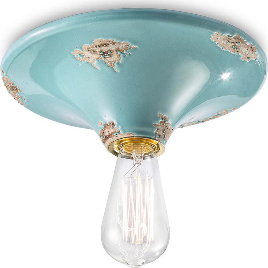 Plafoniera-Vintage-Tonda-Grande-Ceramica-Azzurra-1-Luce-E27