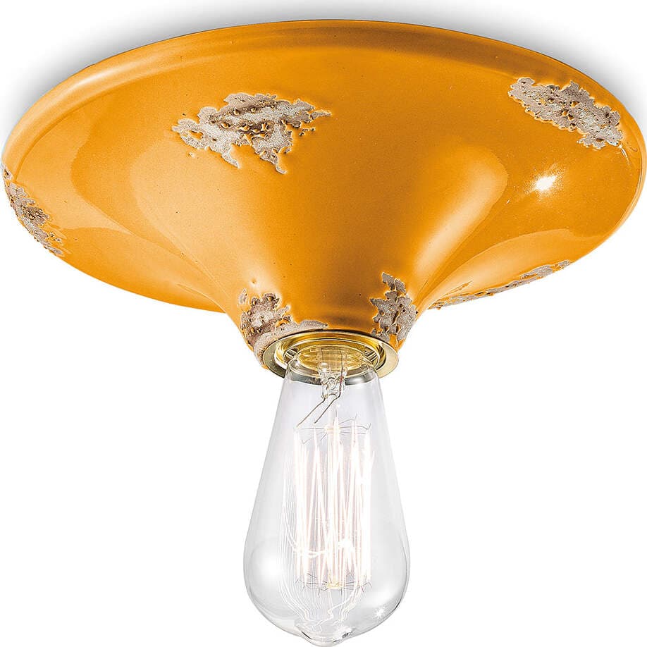 Plafoniera-Vintage-Tonda-Grande-Ceramica-Gialla-1-Luce-E27