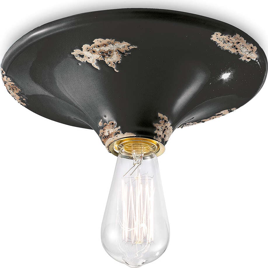 Plafoniera-Vintage-Tonda-Grande-Ceramica-Nera-1-Luce-E27